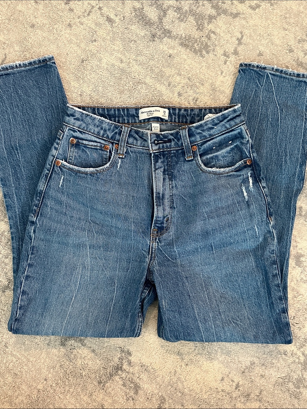 Abercrombie & Fitch The Skinny High Rise Curve Love Distressed Jeans